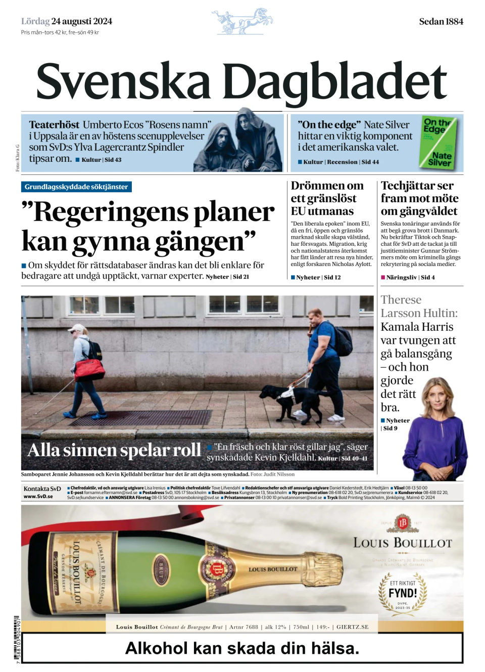 Prima-pagina-Svenska Dagbladet-edizione-di-oggi-20240824